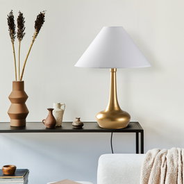Opviq Luna - 15260 Lámpara de Mesa Dorado y Blanco